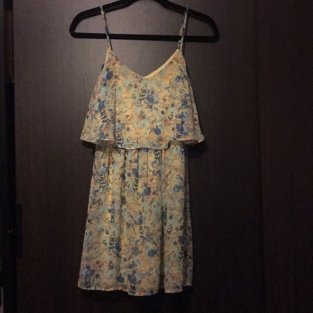 Floral print yellow dress